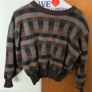 Cute Brown Checkered Sweater